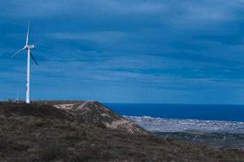 vista de los molinos en Comodoro Rivadavia