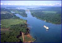 Vista del canal de Panamá