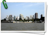 Vista de Rosario desde el Río Paraná