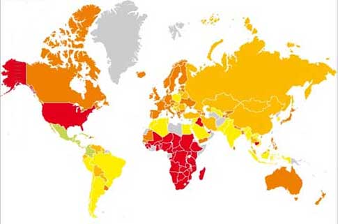 Mapa del índice de la felicidad