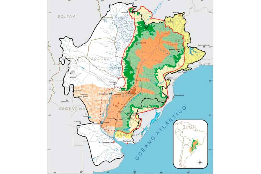 Mapa del acuífero Guaraní